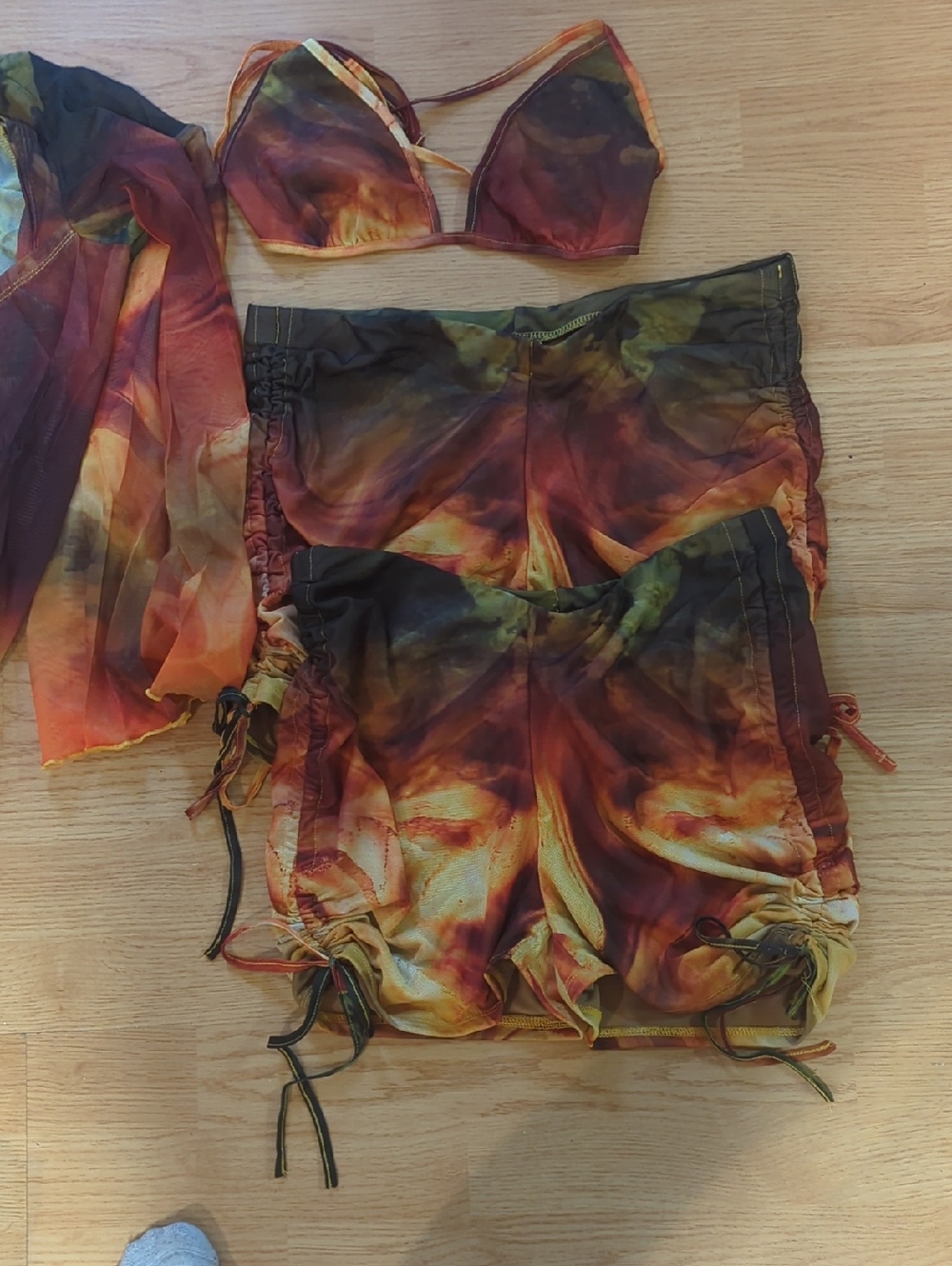 Tie-Dye Burnt Orange Multi Piece Set -  4  Bathing Suit LG& MD Bottom
